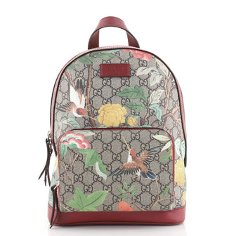 Gucci Zip Pocket Backpack Tian Print GG Coated Canvas Small