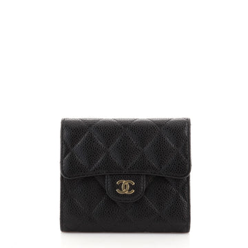 Chanel Trifold Flap Wallet Quilted Caviar Small