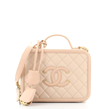 Chanel Filigree Vanity Case Quilted Caviar Medium