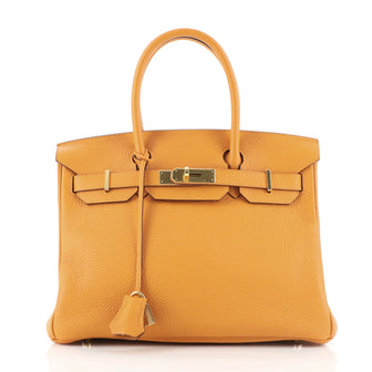 Hermes Birkin Handbag Orange Clemence with Gold Hardware 30