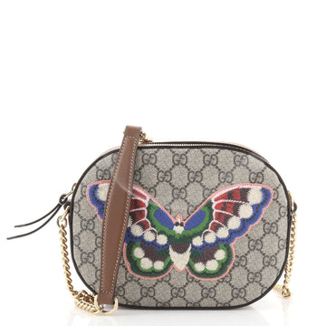 Gucci Chain Crossbody Bag Embroidered GG Coated Canvas Mini