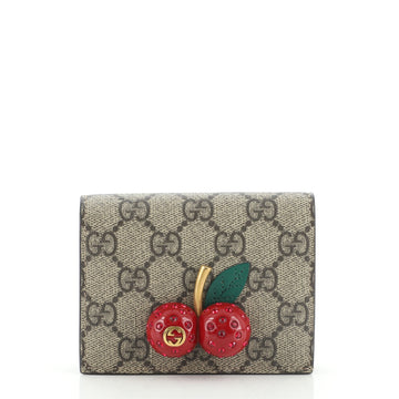 Gucci Cherries Flap Card Case GG Coated Canvas