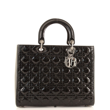 Christian Dior Lady Dior Bag Cannage Quilt Patent Large