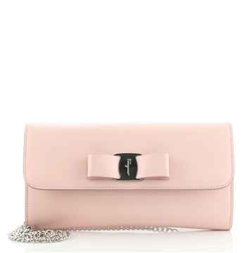Salvatore Ferragamo Vara Bow Chain Clutch Leather Small