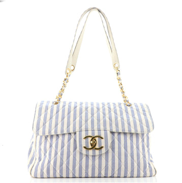 Chanel Vintage CC Flap Weekender Bag Quilted Fabric XL