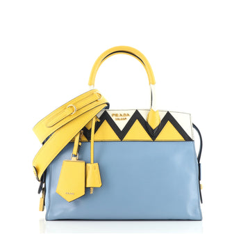 Prada Esplanade Tote City Calf and Greca Saffiano Medium