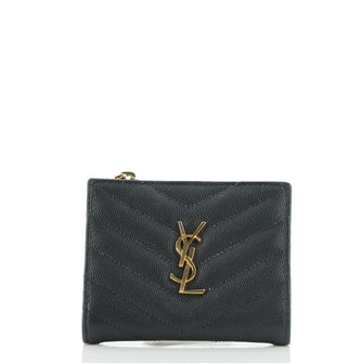 Saint Laurent Classic Monogram Zipped Card Case Matelasse Chevron Leather