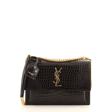 Saint Laurent Sunset Crossbody Bag Crocodile Embossed Leather Medium