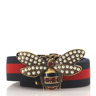 Gucci Queen Margaret Bee Belt Canvas Wide