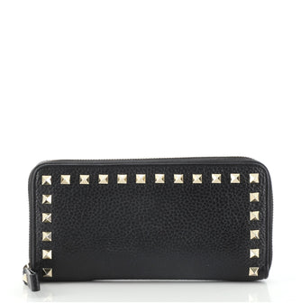 Valentino Rockstud Zip Around Wallet Leather