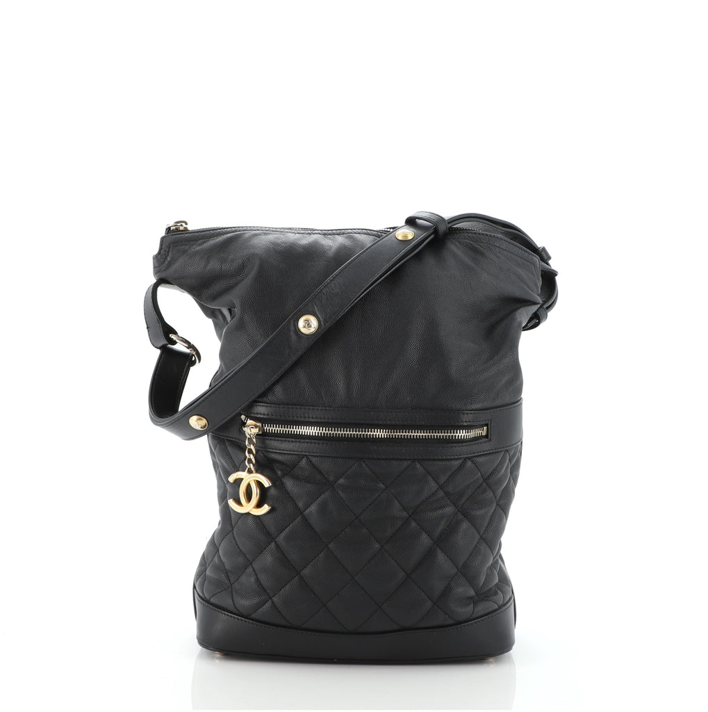 Chanel Casual Style Hobo Quilted Caviar Medium Black 879051