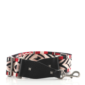 Valentino Rockstud Guitar Shoulder Strap Embroidered Canvas