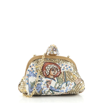 Dolce & Gabbana Miss Dea Frame Clutch Sequins and Beads with Crocodile