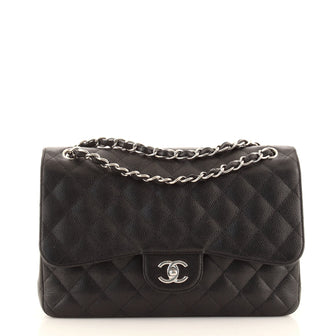 Chanel Classic Double Flap Bag Quilted Caviar Jumbo