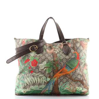 Gucci Convertible Soft Tote Tian Print GG Coated Canvas Medium