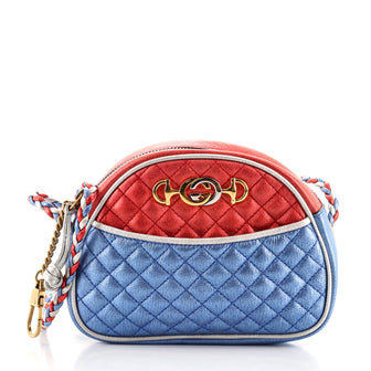 Gucci Trapuntata Camera Shoulder Bag Quilted Laminated Leather Mini