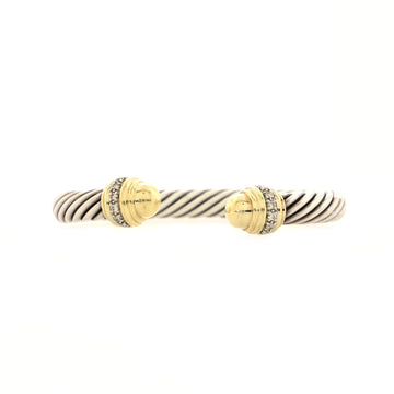 David Yurman Cable Classic Bracelet Sterling Silver with 18K Yellow Gold and Diamonds 7mm