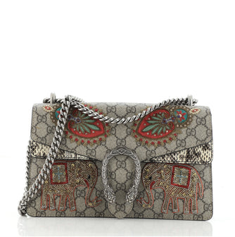 Gucci Dionysus Bag Embroidered GG Coated Canvas with Python Small