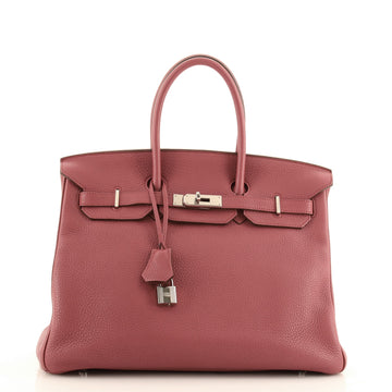 Hermes Birkin Handbag Pink Clemence with Palladium Hardware 35