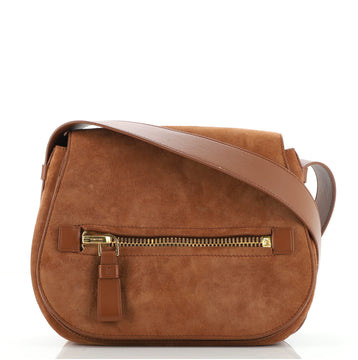 Tom Ford Jennifer Soft Saddle Bag Suede with Leather Small