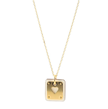 Hermes As de Coeur Pendant Necklace Metal and Leather Small