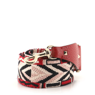 Valentino Rockstud Guitar Shoulder Strap Embroidered Canvas