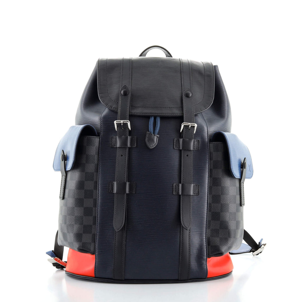 louis vuitton backpack black and orange Louis Vuitton Christopher Backpack Epi Leather with Damier Graphite PM Black 88056129