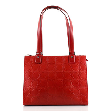 Salvatore Ferragamo Vintage Zip Tote Gancini Embossed Leather