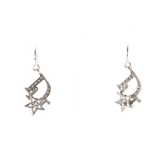 Christian Dior Vintage Star Logo Dangling Earring Earrings Crystal Embellished Metal