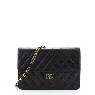 Chanel Vintage Clutch with Chain Quilted Leather Medium