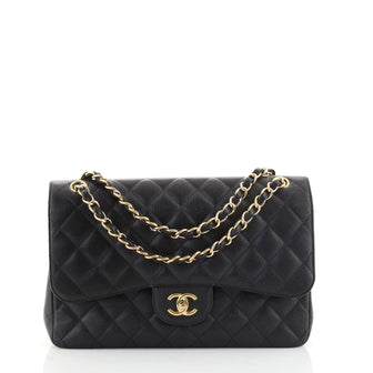 Chanel Classic Double Flap Bag Quilted Caviar Jumbo