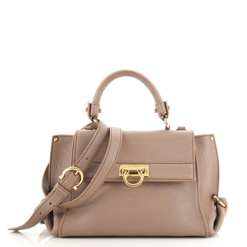 Salvatore Ferragamo Sofia Satchel Pebbled Leather Small