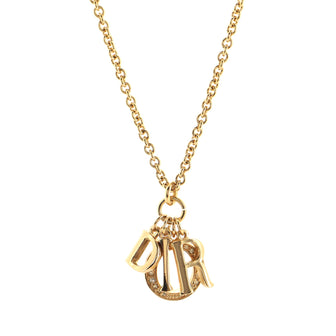 Christian Dior Logo Necklace Crystal Embellished Metal