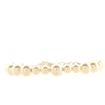 Chanel CC Charm Pearl Bracelet Faux Pearls and Crystal Embellished Metal