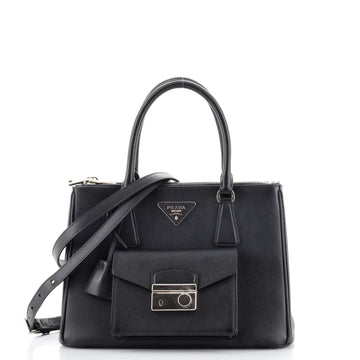 Prada Front Pocket Double Zip Lux Tote Saffiano Leather Small