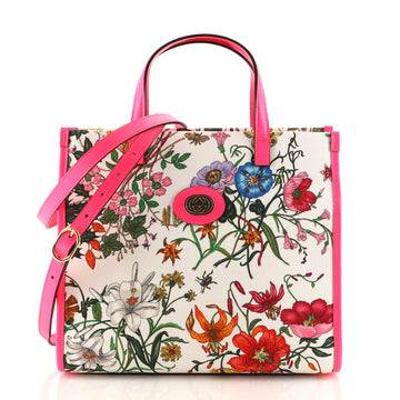 Gucci Convertible Open Tote Flora Canvas Small
