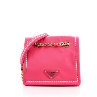 Prada Padded Chain Flap Bag Tessuto Small