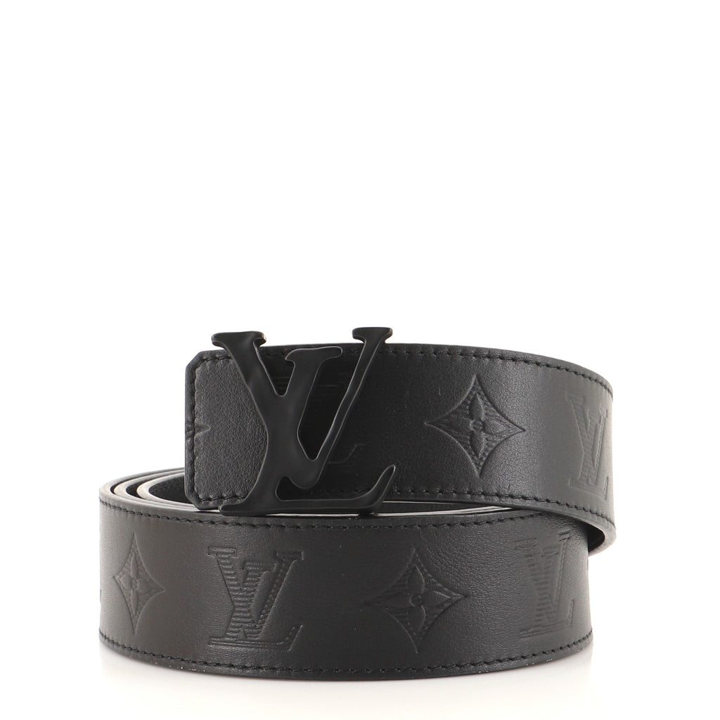 Louis Vuitton LV Initiales 30mm Reversible Belt Black + Calf Leather. Size 80 cm