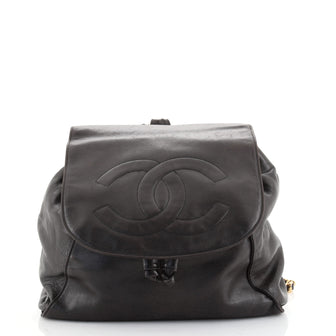 Chanel Vintage CC Flap Backpack Leather Large