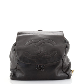 Chanel Vintage CC Flap Backpack Leather Large