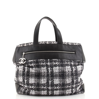 Chanel Front Zip Pocket Tote Printed Nylon Large