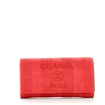 Chanel Deauville Flap Wallet Striped Raffia Long