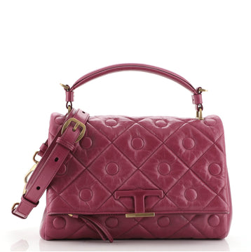 Tod's T Timeless Signature Top Handle Bag Quilted Leather Small