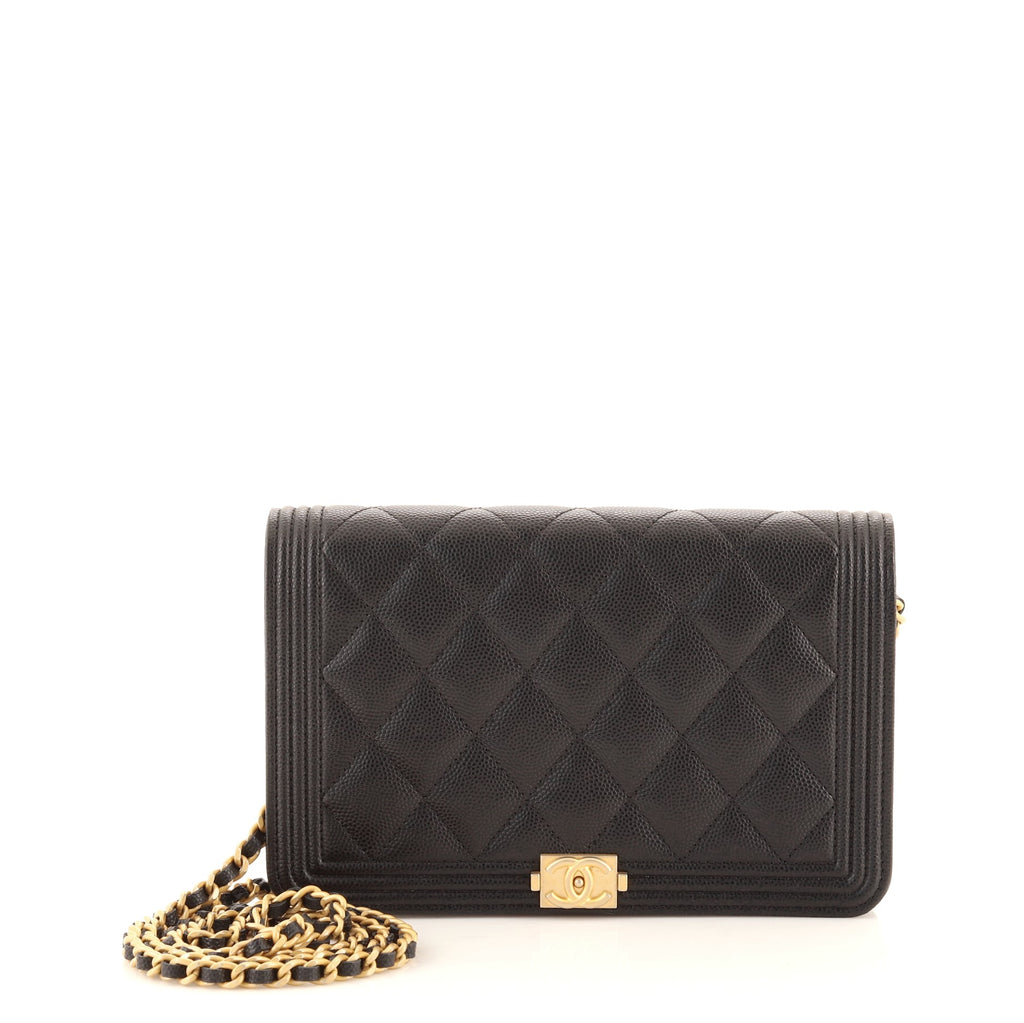 Chanel Boy Wallet on Chain Quilted Caviar Black 880971
