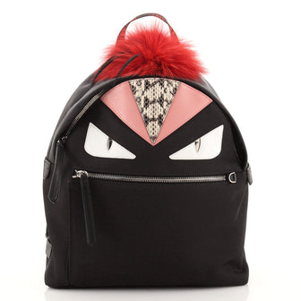 Fendi Monster Backpack Nylon with Leather and Fur Medium