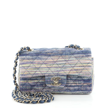 Chanel Classic Single Flap Bag Multicolor Quilted Denim Mini