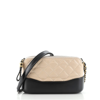 Chanel Gabrielle Double Zip Clutch with Chain Quilted Aged Calfskin
