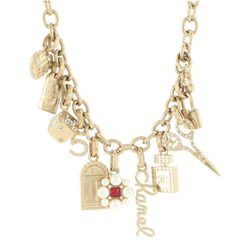 Chanel CC Charms Necklace Metal with Faux Pearls, Resin, and Crystals