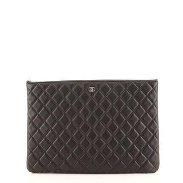 Chanel O Case Clutch Quilted Lambskin Large