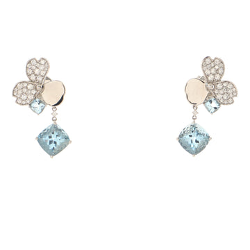 Tiffany & Co. Paper Flowers Single Drop Earrings Platinum with Aquamarines and Diamonds